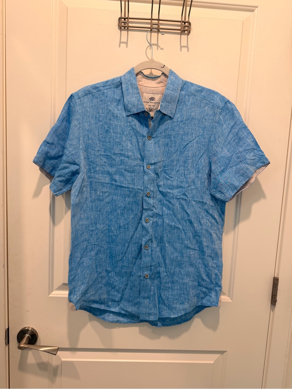Report Collection Men's Blue
100% Linen Short Sleeve Button-Down Sport Shirt M